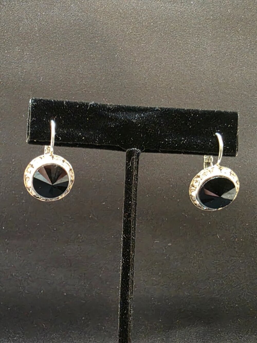 Swarovski Black Shadow Crystal Drop Lever Back Earrings